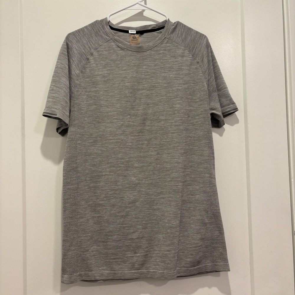 VRST Mens Short Sleeve Training T-Shirt Heather Gray Active Gym Top Medium